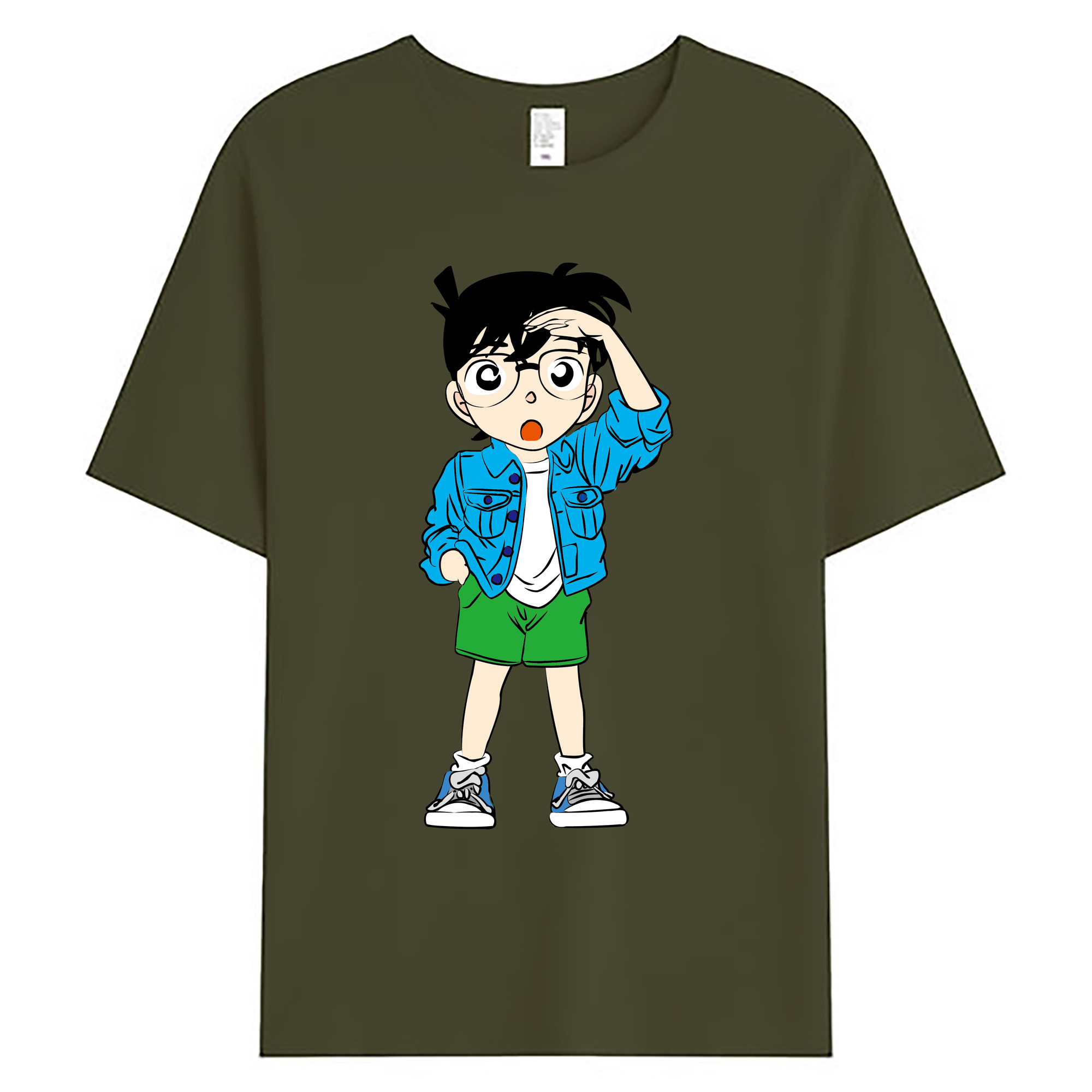 （画像用） 名探偵コナン 江戸川 コナン Detective Conan Conan Edogawa 綿100％ メンズ半袖Tシャツ｜肌触りやわらか＆通気性